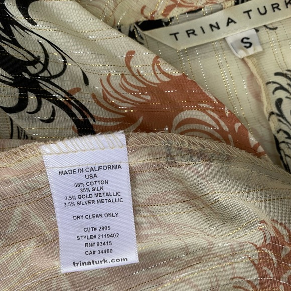 Trina Turk Bow Tie Silk and Cotton Blouse size Small GUC - Picture 3 of 7